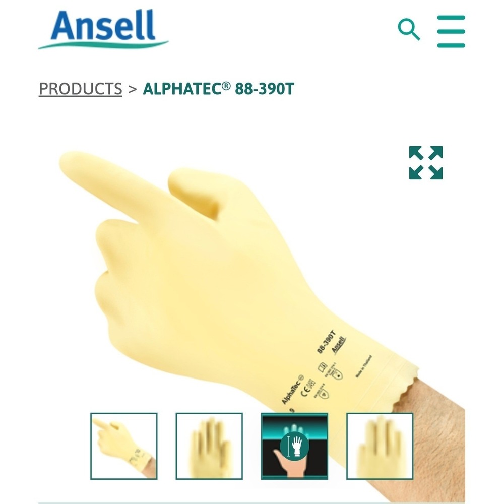 NEW 12 Pairs - ANSELL 88-390T AlphaTec Latex Glove, Type C,‎ Size 8